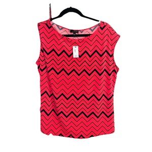 The Limited NWT Coral Navy Blue Chevron Sleeveless Blouse L Interview  Workwear